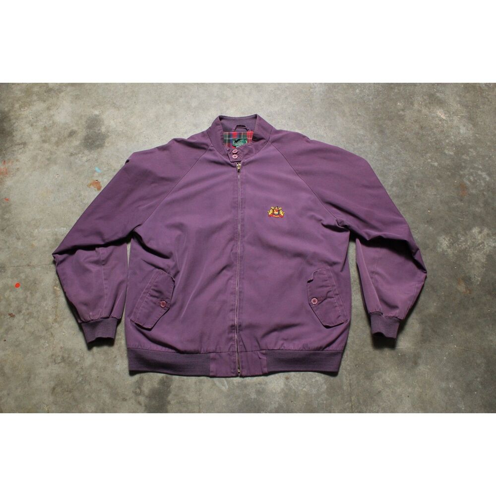 Vintage 1990's IZOD Distressed Purple Plaid Lined Jacket - Large